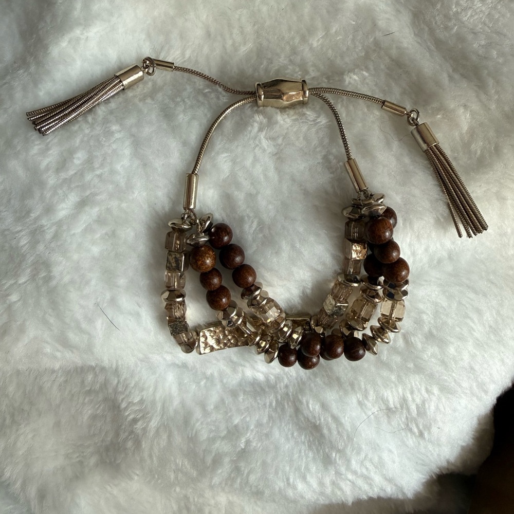 Elegant Brown and Gold Beaded adjustable Bracelet